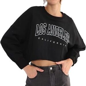 John Galt Long Sleeve Los Angeles Graphic Cropped Tee One Size